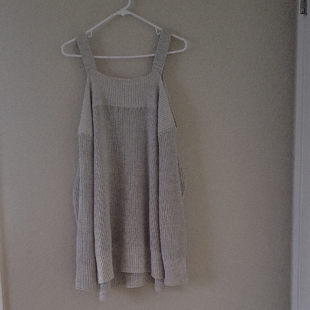 Sanctuary Light Gray Off Shoulder Knit Sweater